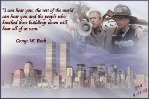 George Bush , The Cowboy president - aka John Wayne. Kept Americans safe , even as thousands died on 9/11 , and the two wars that followed.